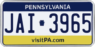 PA license plate JAI3965