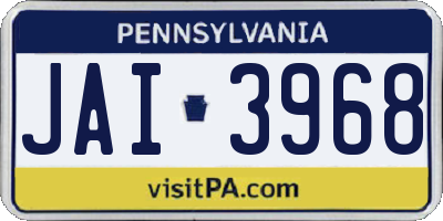 PA license plate JAI3968