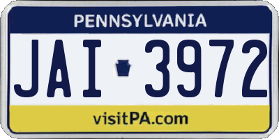 PA license plate JAI3972
