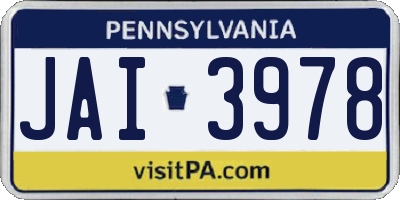 PA license plate JAI3978