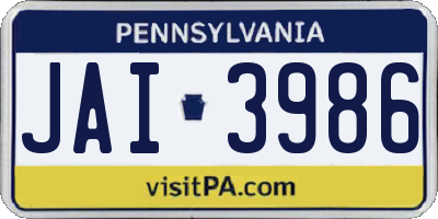 PA license plate JAI3986