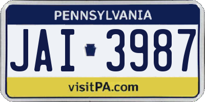 PA license plate JAI3987