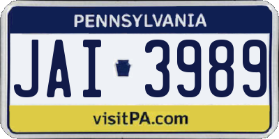 PA license plate JAI3989