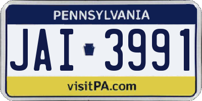 PA license plate JAI3991