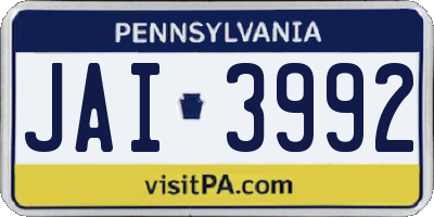 PA license plate JAI3992