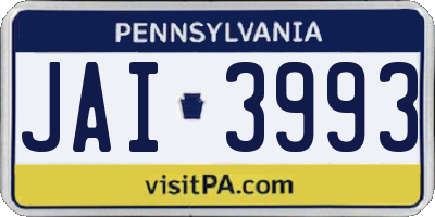 PA license plate JAI3993