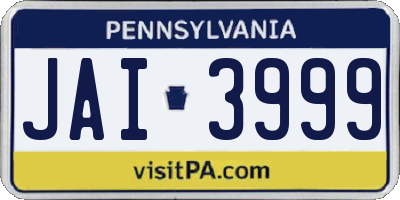 PA license plate JAI3999
