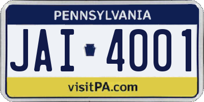 PA license plate JAI4001