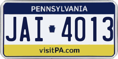 PA license plate JAI4013