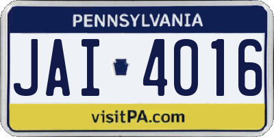 PA license plate JAI4016