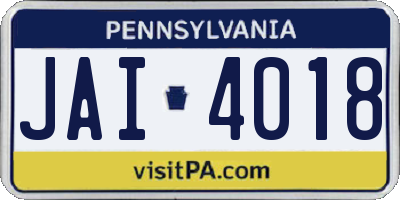 PA license plate JAI4018