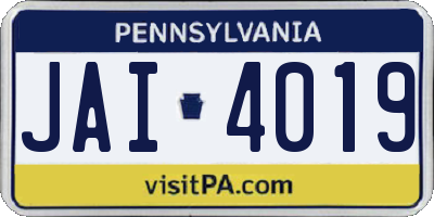 PA license plate JAI4019