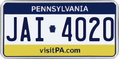 PA license plate JAI4020