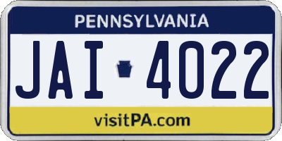 PA license plate JAI4022