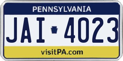 PA license plate JAI4023