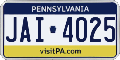PA license plate JAI4025