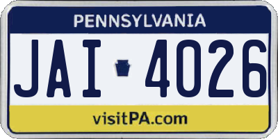 PA license plate JAI4026