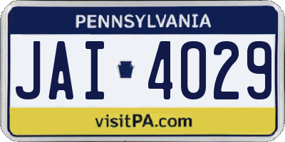 PA license plate JAI4029