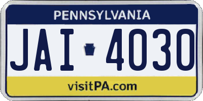 PA license plate JAI4030