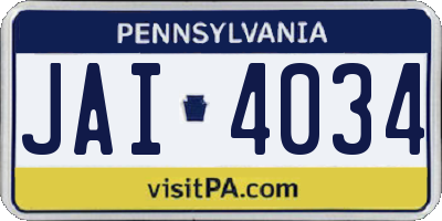 PA license plate JAI4034