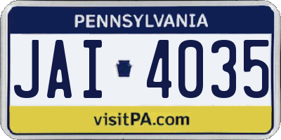 PA license plate JAI4035