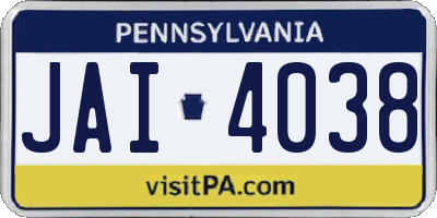 PA license plate JAI4038