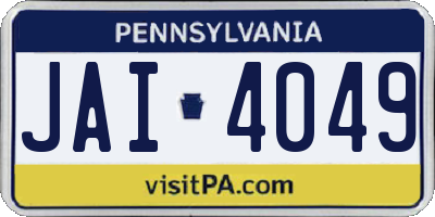PA license plate JAI4049