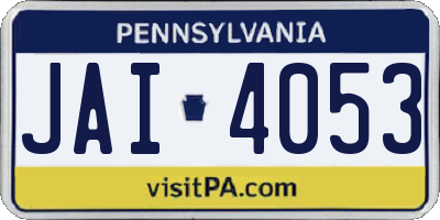 PA license plate JAI4053