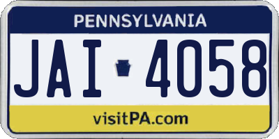 PA license plate JAI4058