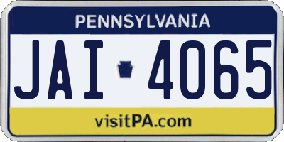 PA license plate JAI4065