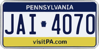 PA license plate JAI4070