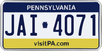 PA license plate JAI4071