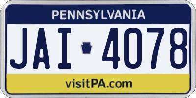 PA license plate JAI4078