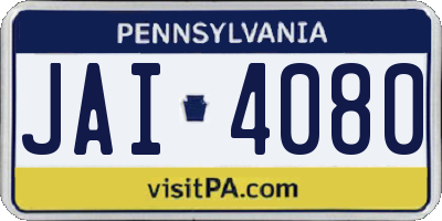 PA license plate JAI4080