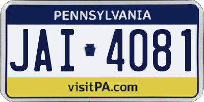 PA license plate JAI4081