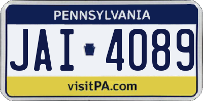 PA license plate JAI4089