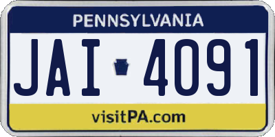 PA license plate JAI4091