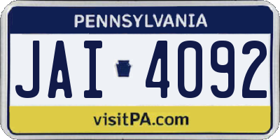 PA license plate JAI4092