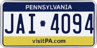 PA license plate JAI4094