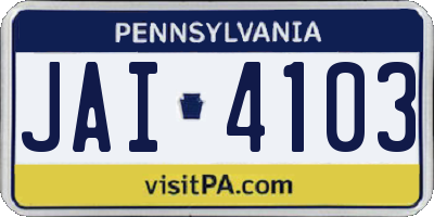 PA license plate JAI4103