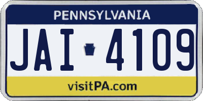 PA license plate JAI4109