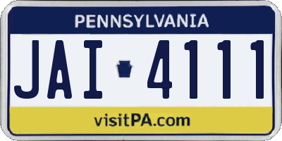 PA license plate JAI4111