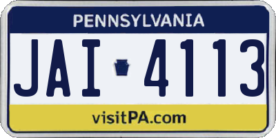 PA license plate JAI4113
