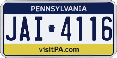 PA license plate JAI4116