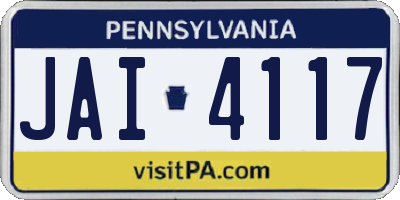 PA license plate JAI4117