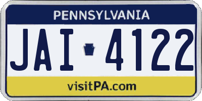 PA license plate JAI4122