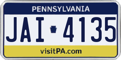 PA license plate JAI4135