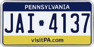 PA license plate JAI4137