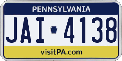 PA license plate JAI4138