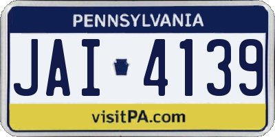PA license plate JAI4139